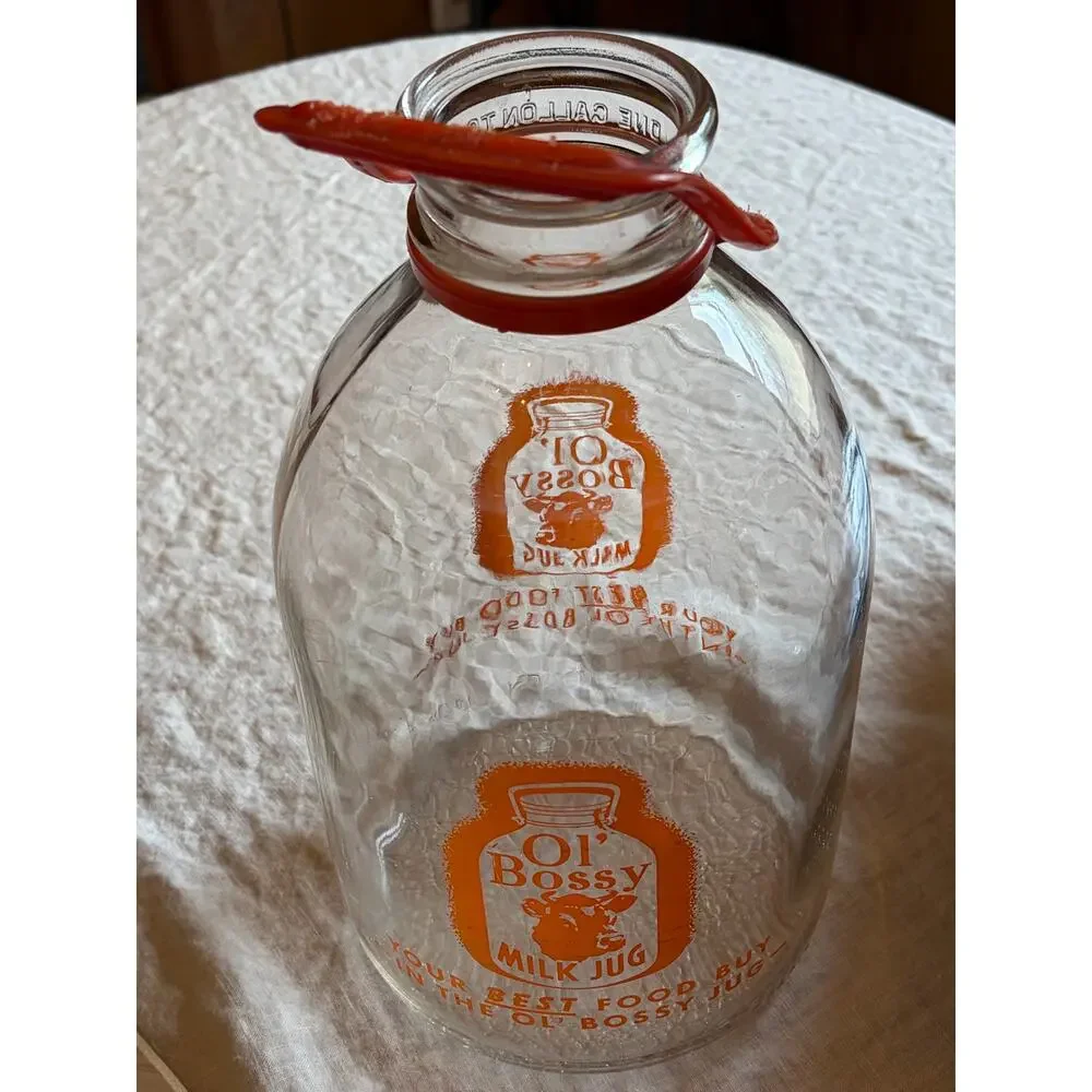 Ol' Bossy Vintage Glass Gallon Milk Jug Bottle